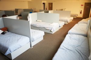 Sleeping in a homeless shelter