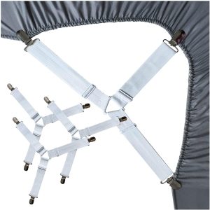 Bed Scrunchie Sheet Holder Extender Straps with Clips, Fits All Mattresses