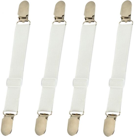 4 Pcs Bed Sheet Clips Keep Bedsheets In Place - Corner Bands Suspenders For  Flat Or Fitted Sheets - Mattress Sheets Grippers Holders Straps Fits From